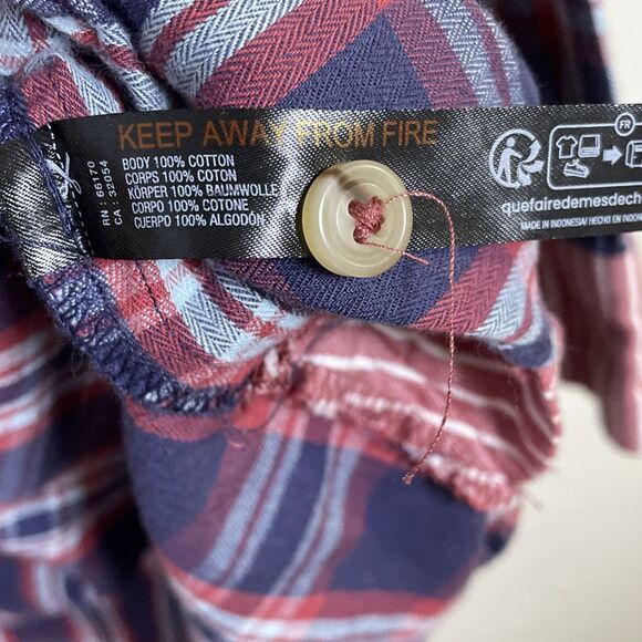 By Anthropologie Flannel Boyfriend Women's Button down Shirt Medium 100% Cotton - Picture 8 of 9